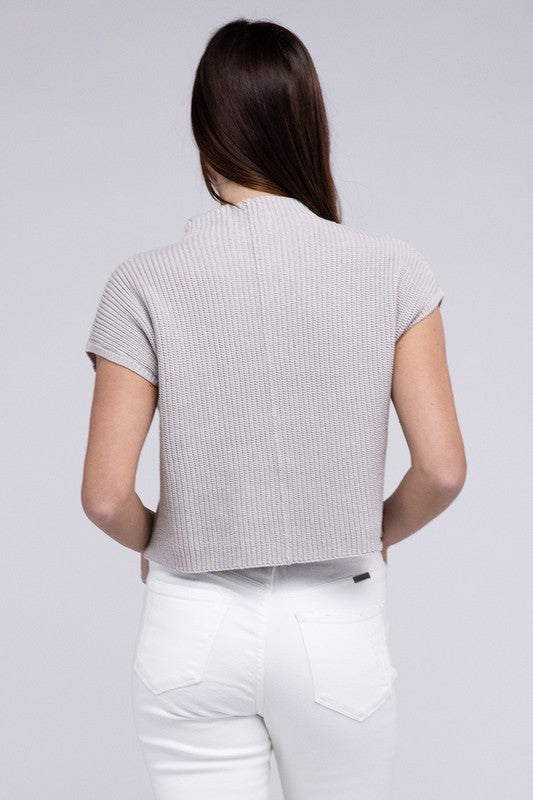 Mock Neck Short Sleeve Sweater