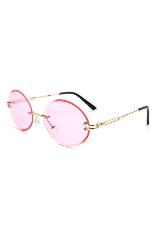 Oval Rimless Circle Vintage Sunglasses