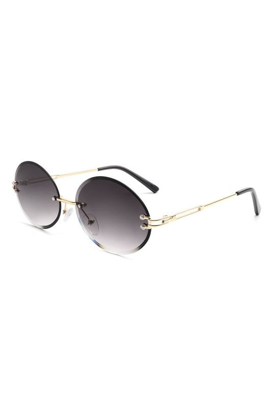 Oval Rimless Circle Vintage Sunglasses