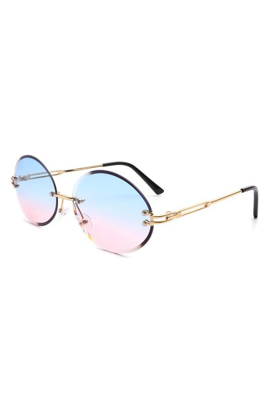 Oval Rimless Circle Vintage Sunglasses