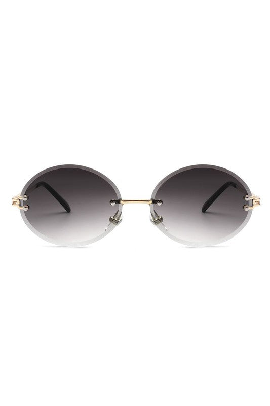 Oval Rimless Circle Vintage Sunglasses