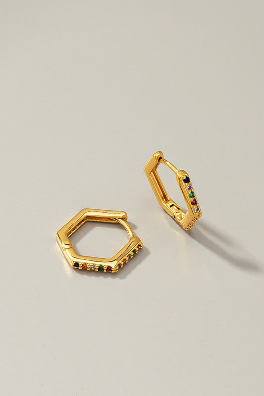 Hexagon Huggie Earrings