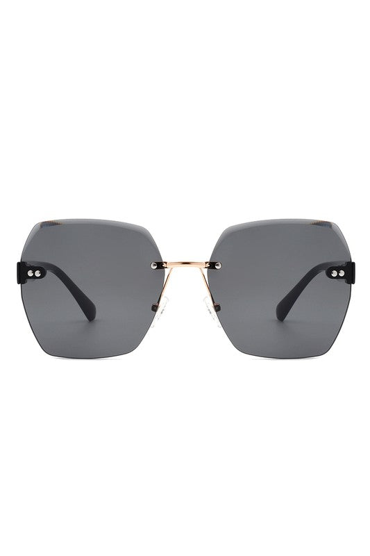 Oversized Geometric Rimless Sunglasses