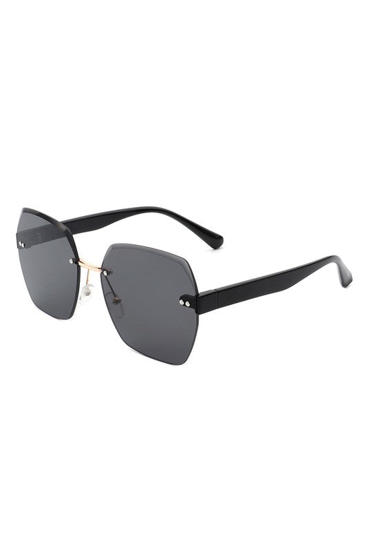 Oversized Geometric Rimless Sunglasses