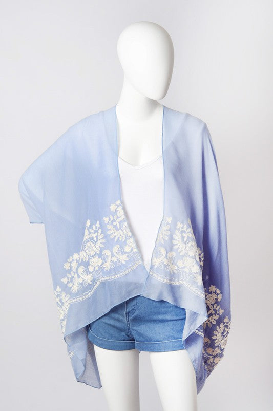 Floral Embroidered Stitch Kimono