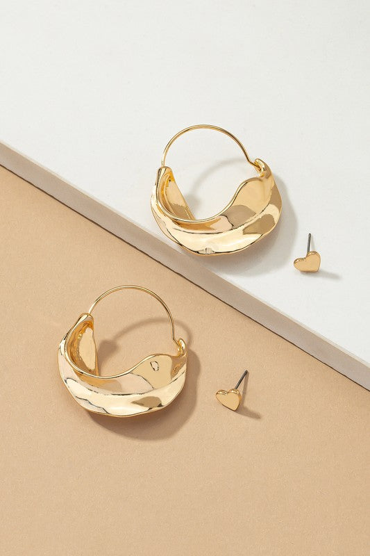 Gold Nugget Earrings Set