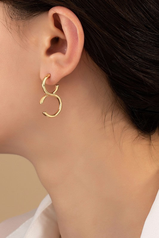 Brass double C hoop earrings