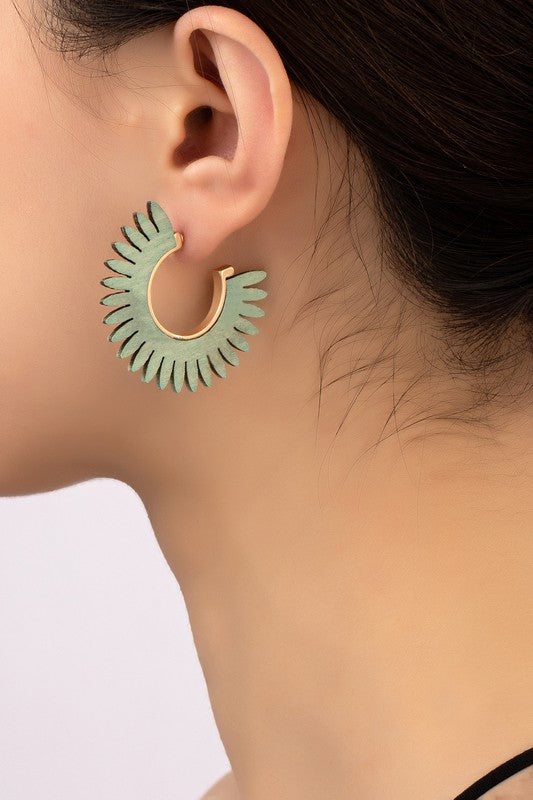 Wood Solar Hoop Earrings