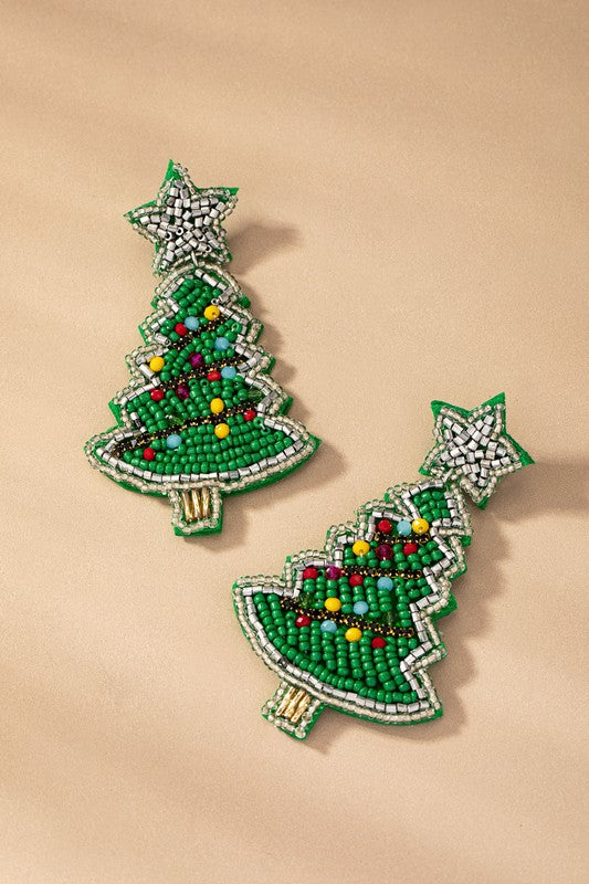 Large Christmas tree and star drop earrings