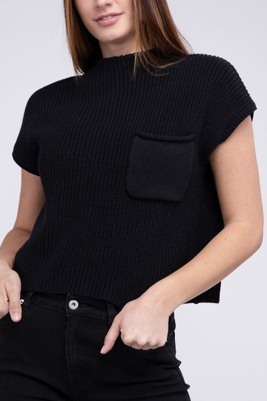 Mock Neck Short Sleeve Sweater