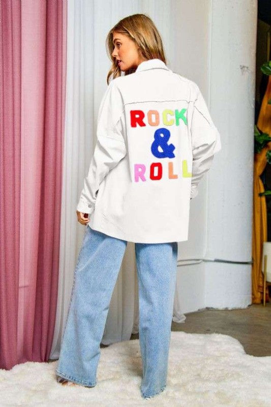 Rock & Roll Applique Fringed Hem Shirt