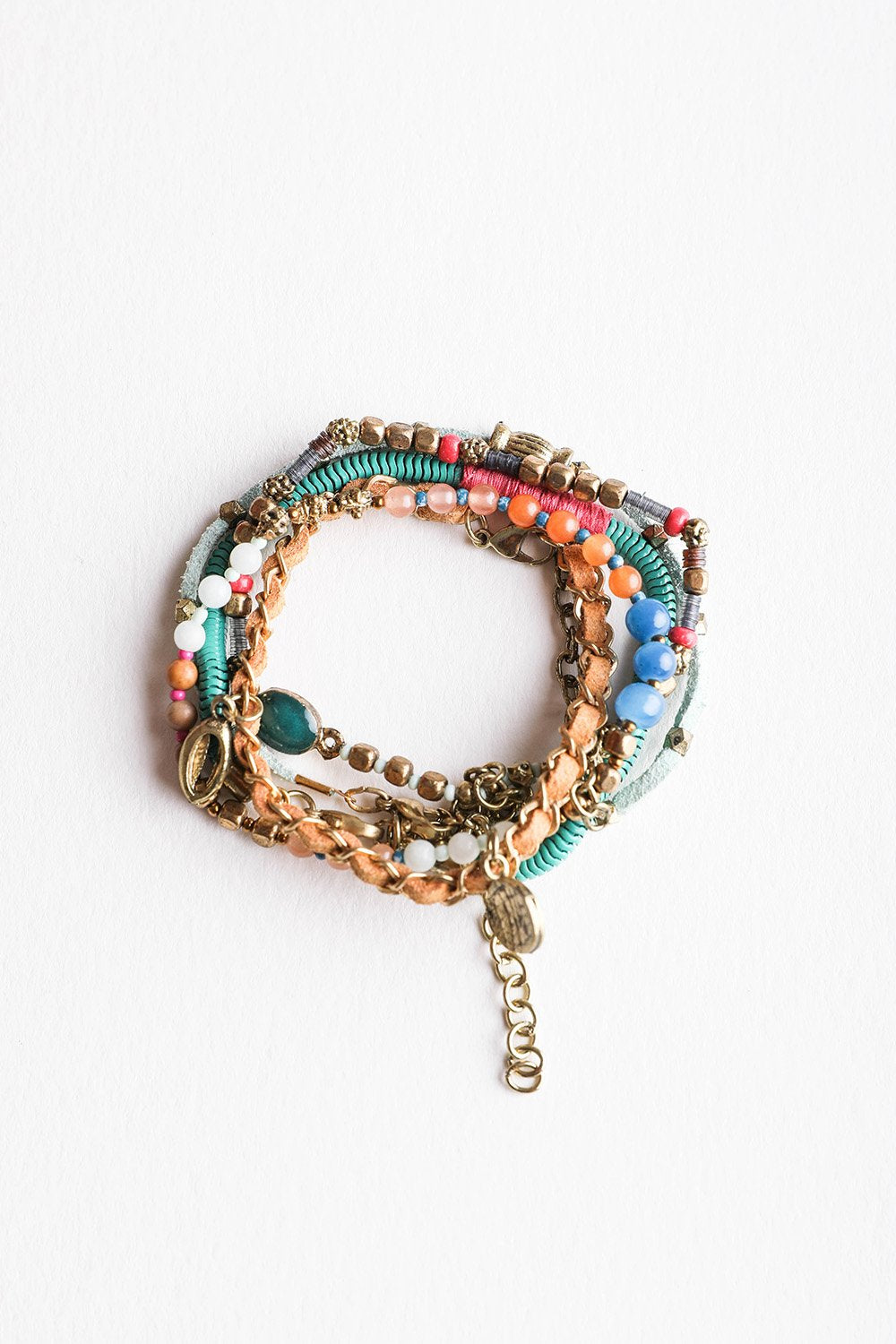 Beaded Gold Stacked Bracelet Jewelry Teal