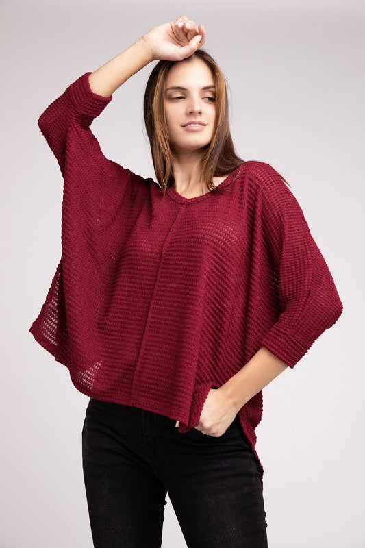 Dolman Off Shoulder Jacquard Sweater