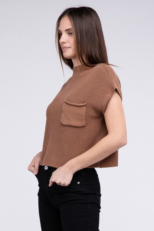 Mock Neck Short Sleeve Sweater