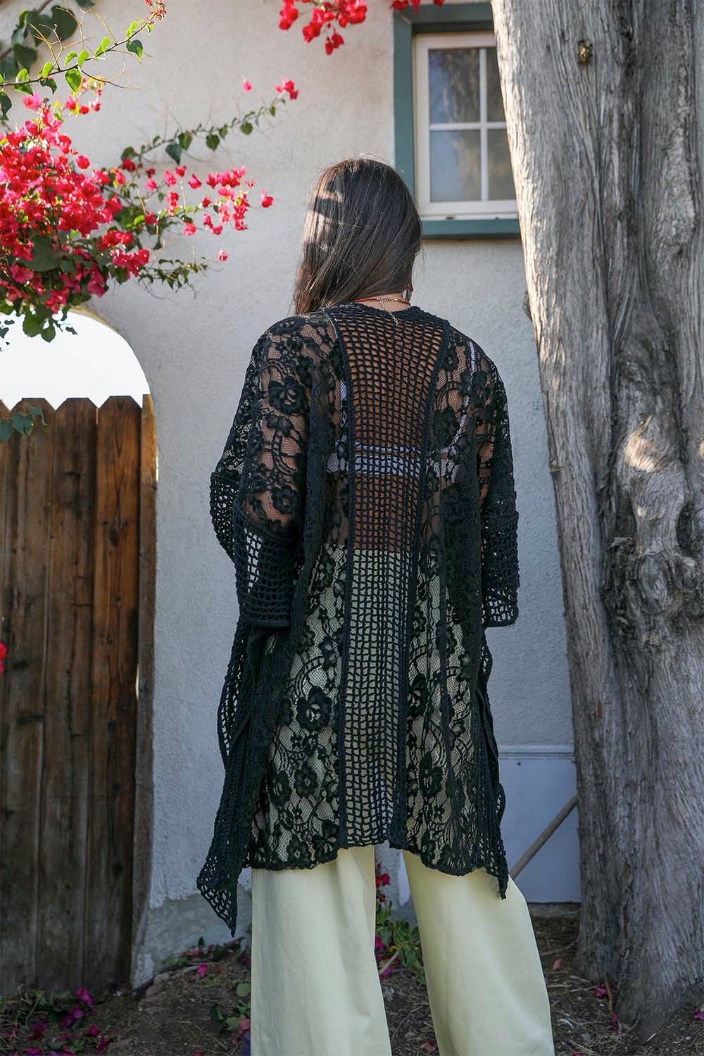 Floral Knit Pattern Kimono