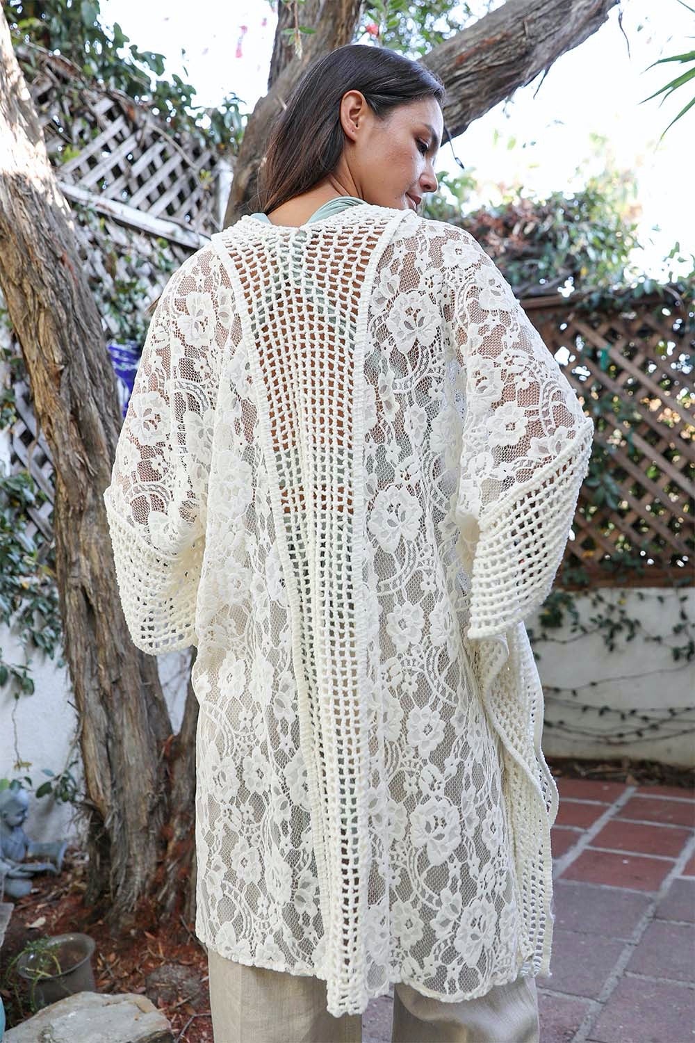 Floral Knit Pattern Kimono