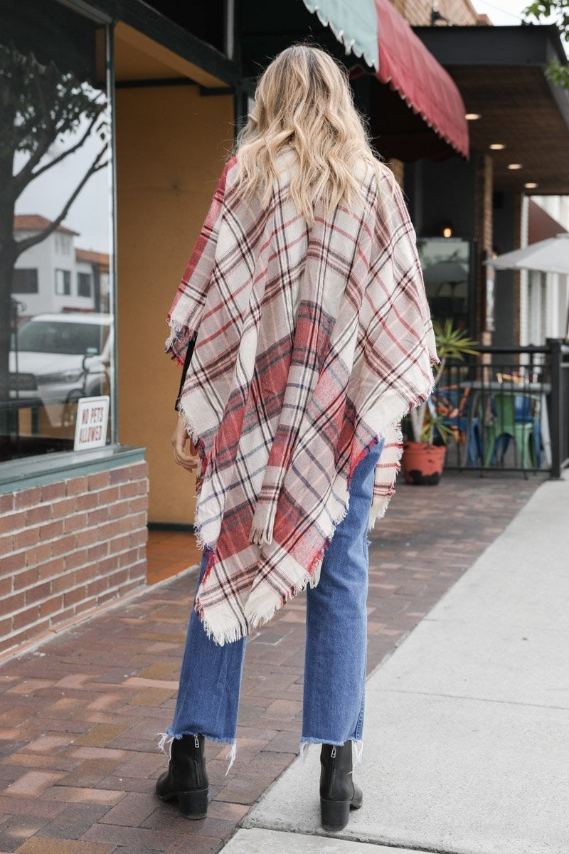 Lightweight Plaid Ruana Ponchos