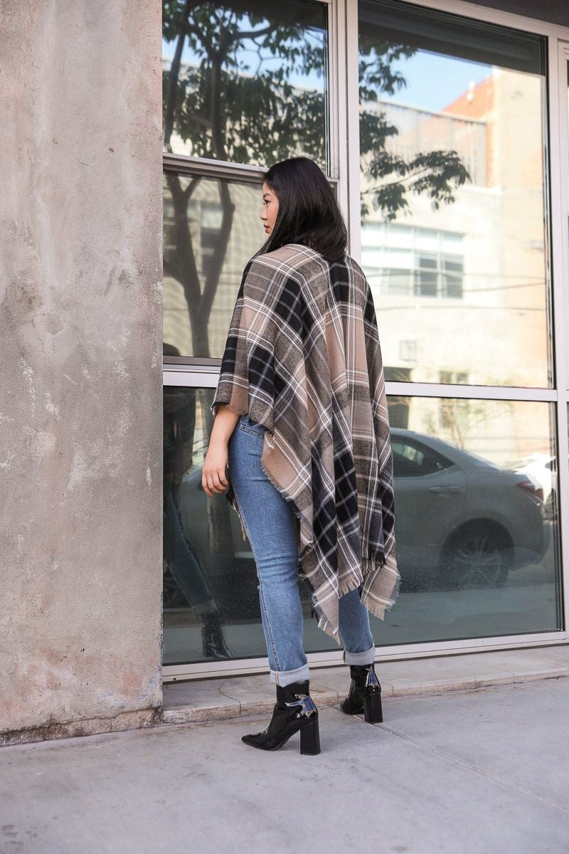 Lightweight Plaid Ruana Ponchos