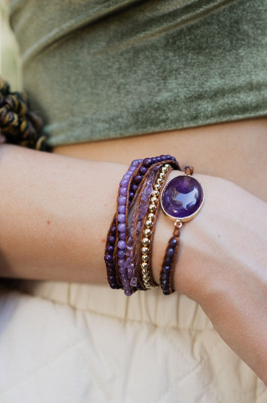 Multi-Wrap Bracelet Jewelry Purple