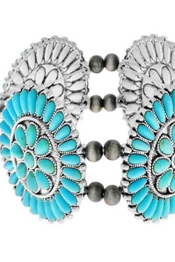 Sweet Floral Stretch Bracelet - Turquoise - Liv Rocks Energy Healing Crystals Shop, Gems + Wholesale Sage