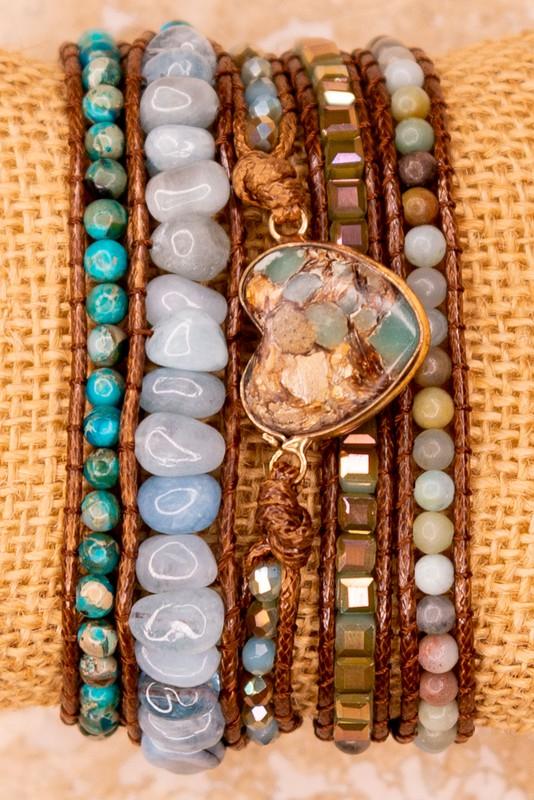 Loving Heart Beaded Wrap Cuff Bracelet - Liv Rocks Energy Healing Crystals Shop, Gems + Wholesale Sage
