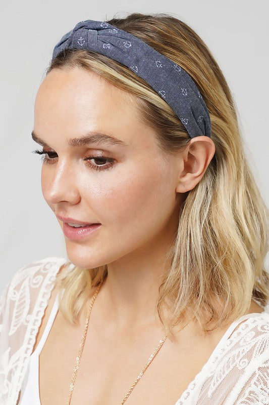 Anchor Printed Knotted Headband