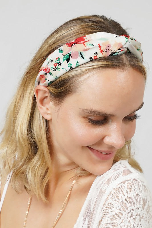 Twisted Flower Printed Headband