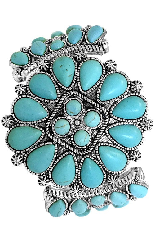 Concho Flower Turquoise Bangle Bracelet