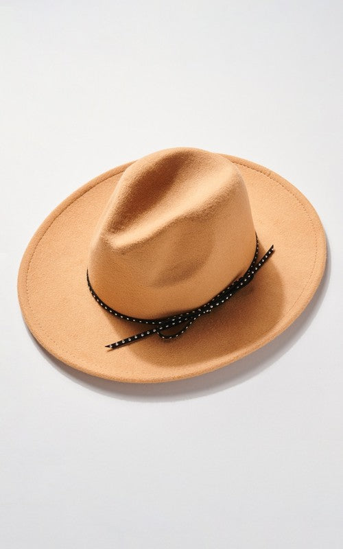 Boho Felt Fedora Hat with Studded Hat Band