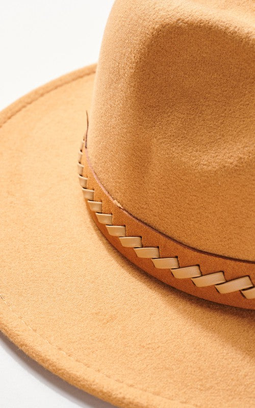 Felt Fedora with Accent Braided Leather Band