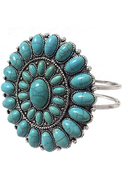 Western Turquoise Hinge Bangle Bracelet